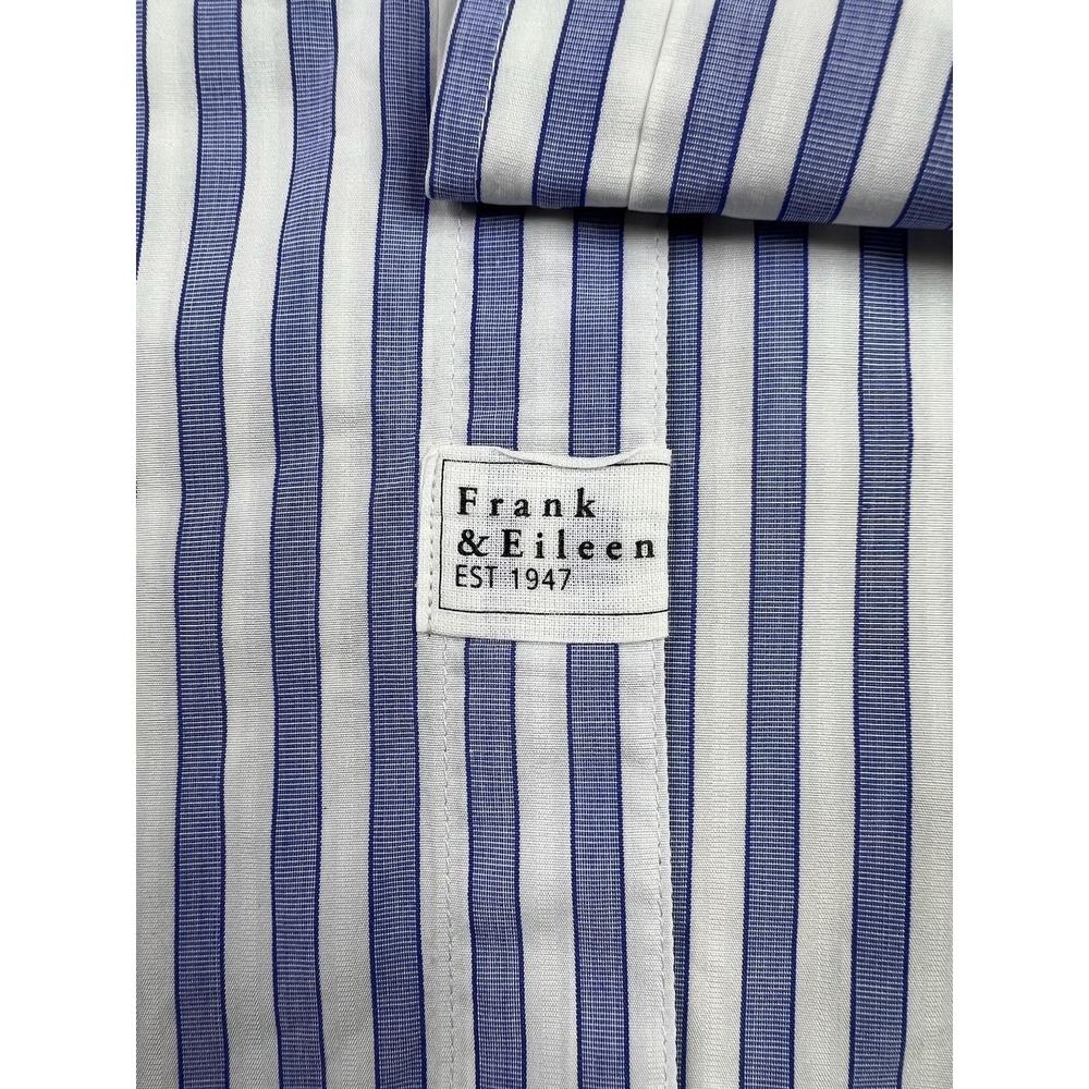 Frank & Eileen Shirt Womens Small Blue Stripe Joedy Button Up Woven Italy Cotton - Picture 8 of 12